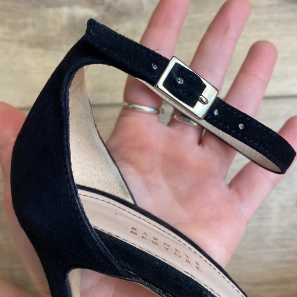 Barneys NY | Camoscio | Black Suede Bow Sandal Heels Classic Coquette Soft Girl - Picture 9 of 16